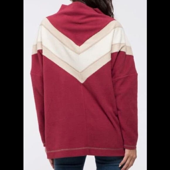 Blu Pepper Burgundy Color Block V Stripe Retro Sm - Picture 3 of 6
